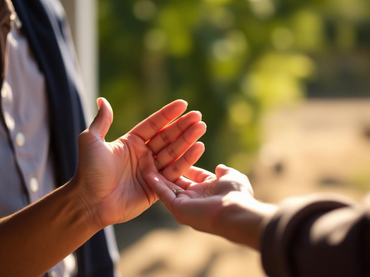 Two hands reaching out in compassion